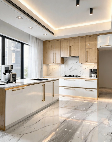 modern kitchen remodeling with cabinets and island in Los Angeles by your adu guy