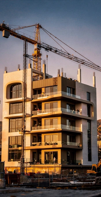 Commercial construction building project with crane in Los Angeles by 5 Star Contractor LA