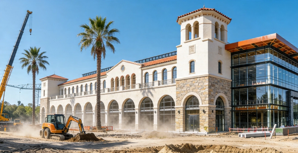 large commercial construction building with cranes in Los Angeles by your adu guy contractor