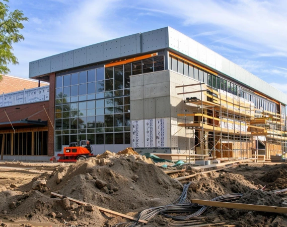 modern commercial building construction site in Los Angeles by your adu guy