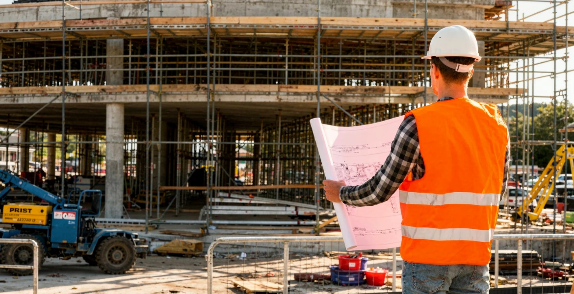 general contractor reviewing construction plans on site in Los Angeles your adu guy